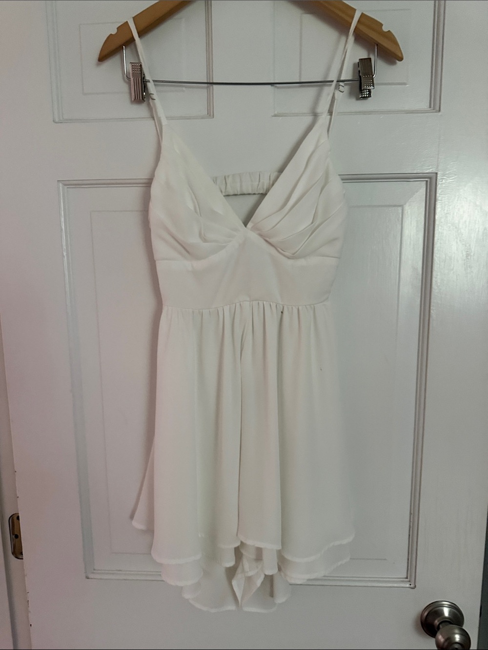 Spaghetti Strap V-Neck White Dress